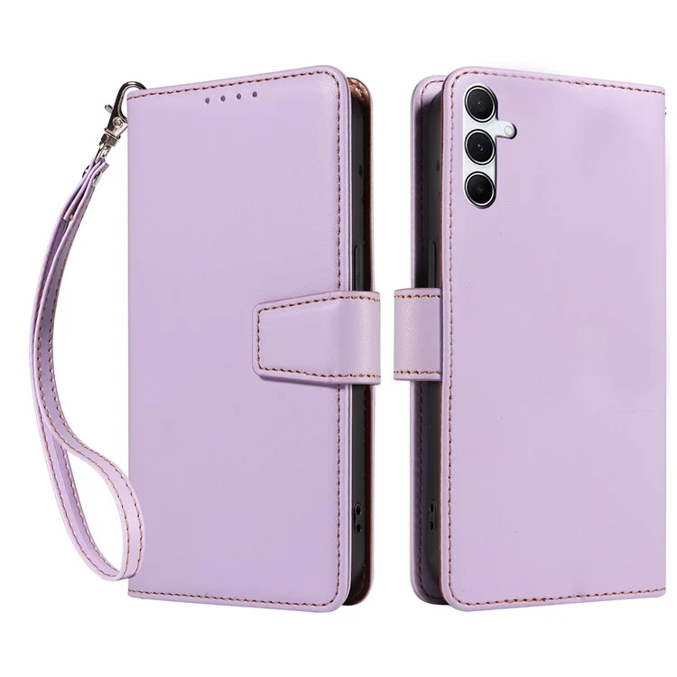 Para Samsung Galaxy A16 4G / 5G Funda RFID Blocking Cartera de Piel sintética Flip Phone Cover con Correa para la Muñeca - Lavanda Púrpura