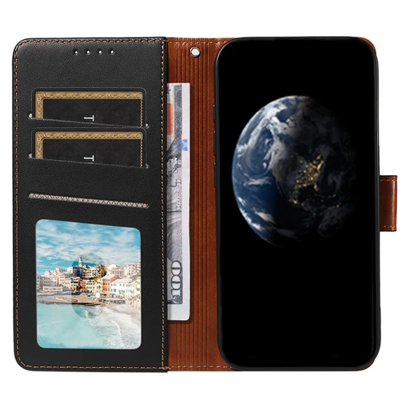 For Samsung Galaxy S24 Case RFID Blocking PU Leather Wallet Flip Phone Cover with Wrist Strap - Black