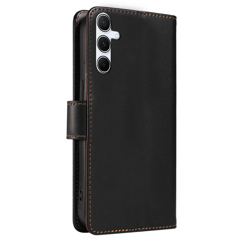 For Samsung Galaxy S24 Case RFID Blocking PU Leather Wallet Flip Phone Cover with Wrist Strap - Black