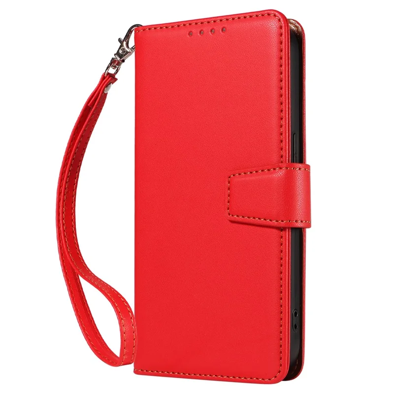 For Samsung Galaxy S24 Case RFID Blocking PU Leather Wallet Flip Phone Cover with Wrist Strap - Red