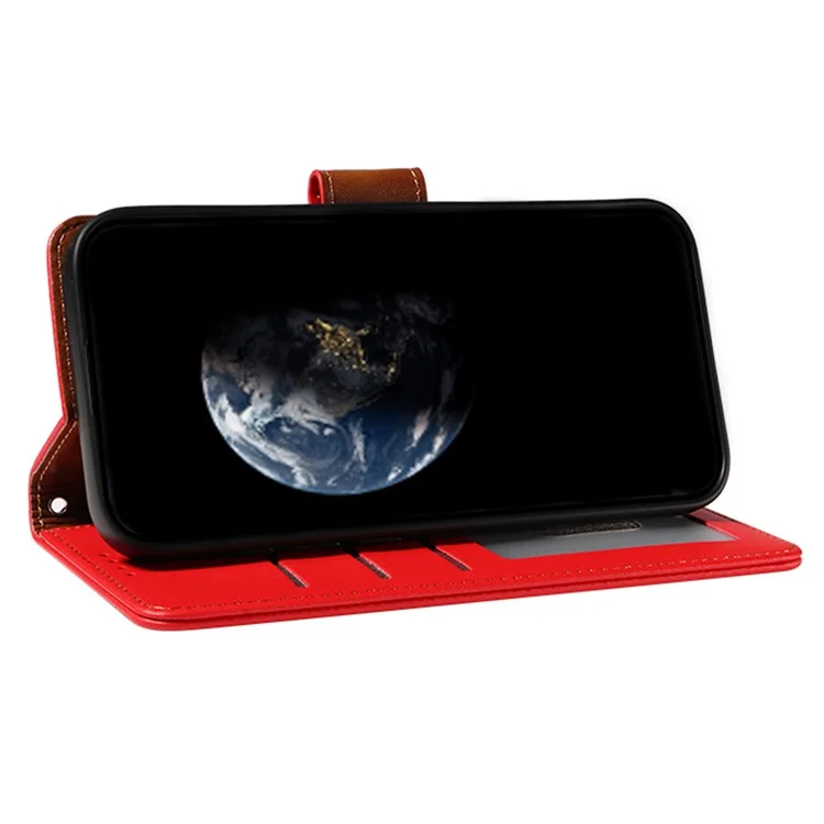 Pour Samsung Galaxy A25 5G (Global) (161,0 x 76,5 x 8,3 mm) Étui RFID Blocking PU Cuir Portefeuille Flip Housse de téléphone avec Sangle Poignet - Rouge