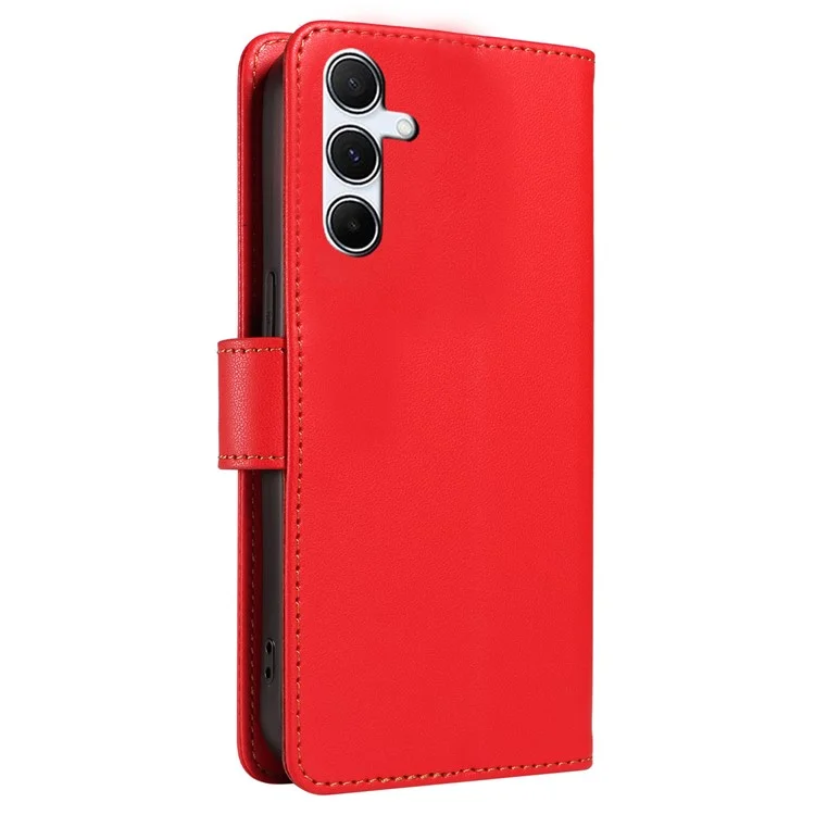 Pour Samsung Galaxy A25 5G (Global) (161,0 x 76,5 x 8,3 mm) Étui RFID Blocking PU Cuir Portefeuille Flip Housse de téléphone avec Sangle Poignet - Rouge