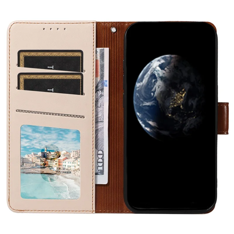 Para Samsung Galaxy A55 5G Case RFID Blocking PU Leather Wallet Flip Phone Cover with Wrist Strap - Damasco