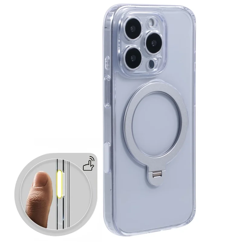For iPhone 16 Pro Case Magnetic Kickstand PC+TPU Clear Phone Cover with Camera Control Button