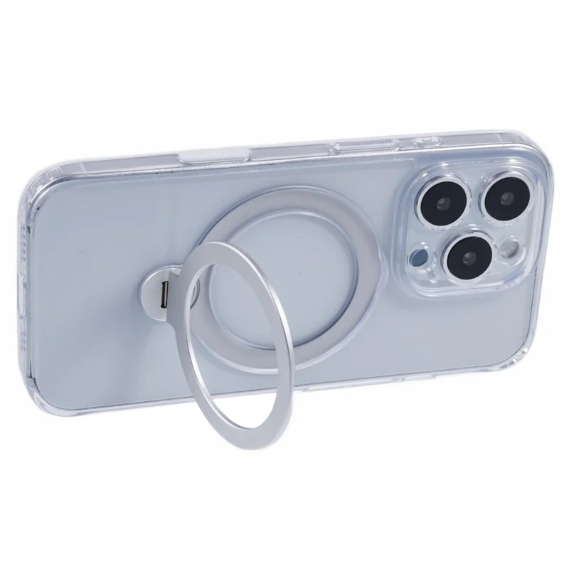For iPhone 16 Pro Case Magnetic Kickstand PC+TPU Clear Phone Cover with Camera Control Button