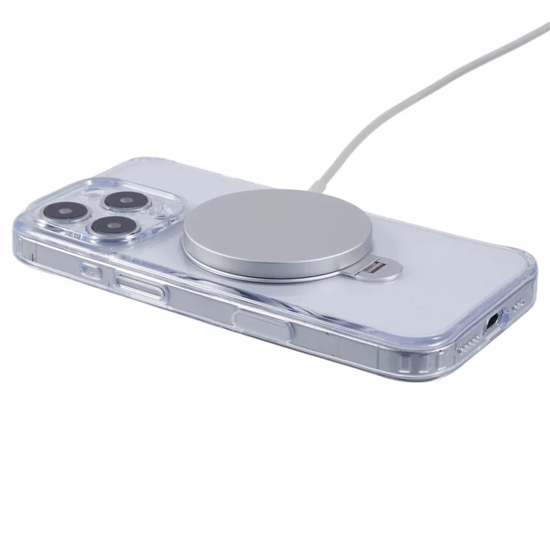 For iPhone 16 Pro Case Magnetic Kickstand PC+TPU Clear Phone Cover with Camera Control Button