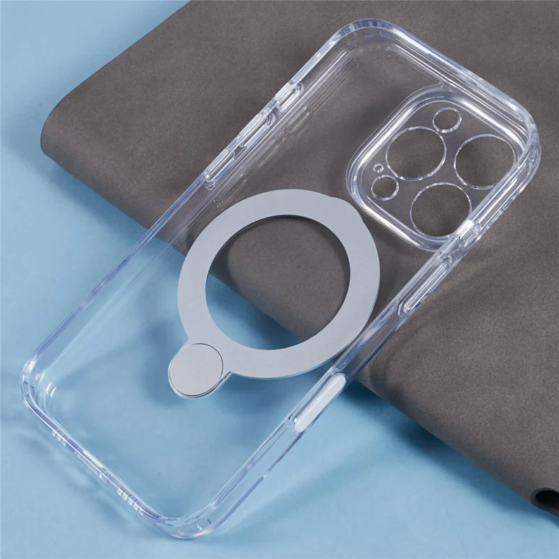 For iPhone 16 Pro Case Magnetic Kickstand PC+TPU Clear Phone Cover with Camera Control Button