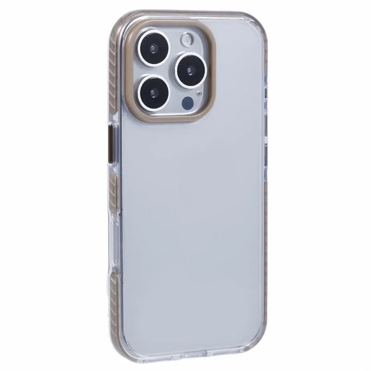 For iPhone 16 Pro Max Clear Case TPU+PC Shockproof Phone Back Cover - Khaki