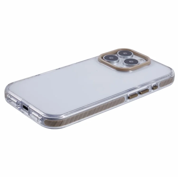 For iPhone 16 Pro Max Clear Case TPU+PC Shockproof Phone Back Cover - Khaki