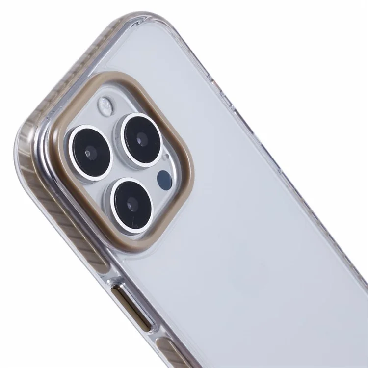 For iPhone 16 Pro Max Clear Case TPU+PC Shockproof Phone Back Cover - Khaki
