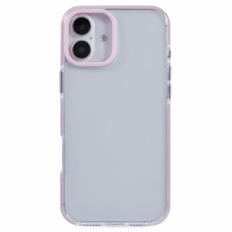 For iPhone 16 Clear Case TPU+PC Shockproof Phone Back Cover - Pink
