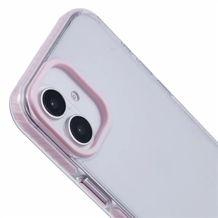 For iPhone 16 Clear Case TPU+PC Shockproof Phone Back Cover - Pink