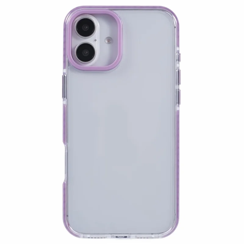 For iPhone 16 Clear Case TPU+PC Shockproof Phone Back Cover - Purple