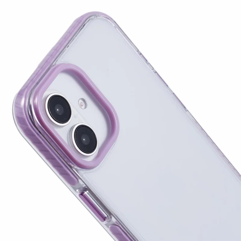 For iPhone 16 Clear Case TPU+PC Shockproof Phone Back Cover - Purple