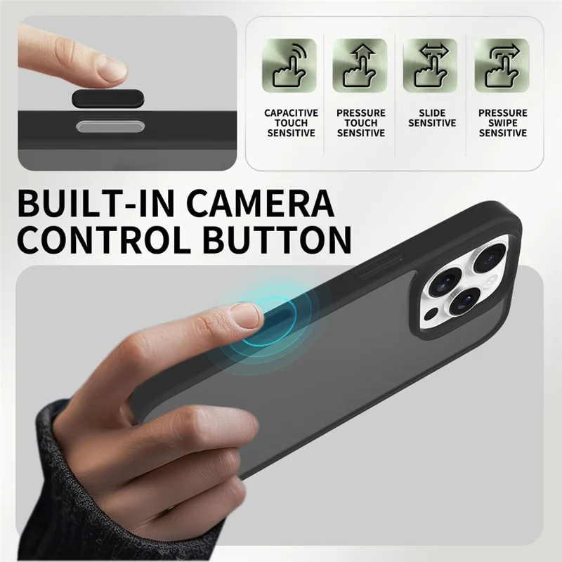 Bulk Purchasing For iPhone 16 Pro Case Skin-Touch TPU+PC Matte Phone Cover with Camera Control Button - Blue