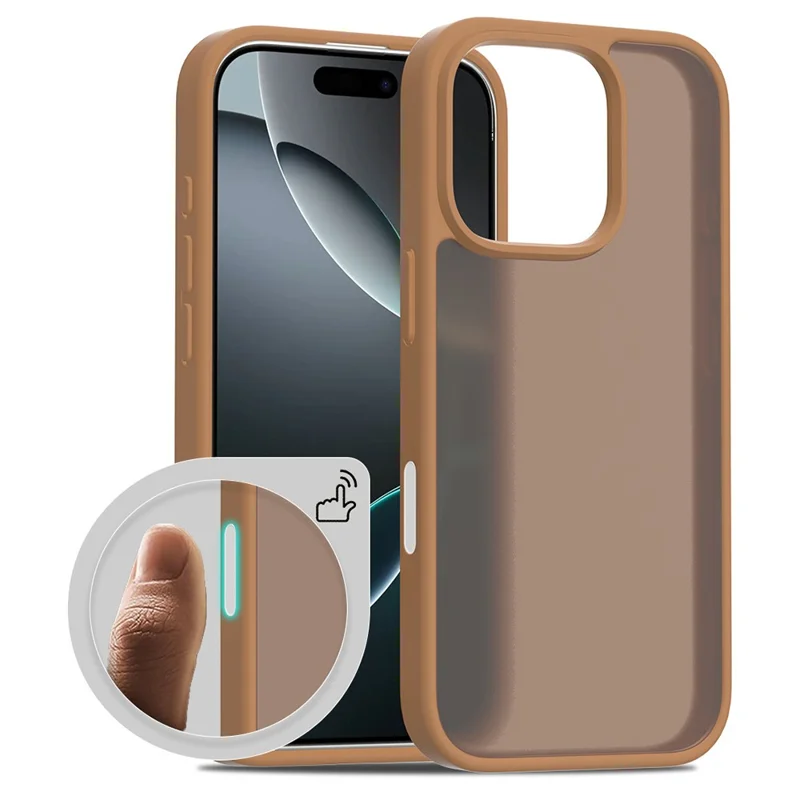 Bulk Purchasing For iPhone 16 Pro Max Case Skin-Touch TPU+PC Matte Phone Cover with Camera Control Button - Coffee