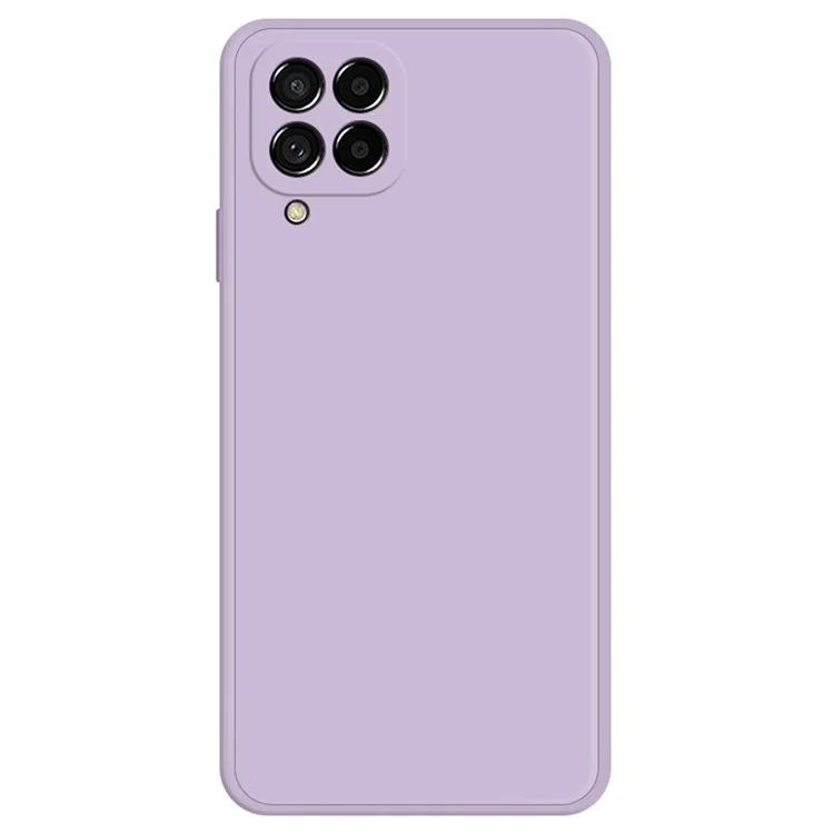 For Samsung Galaxy M53 5G Bump Proof Smartphone Case, Rubberized TPU+Microfiber Lining Straight Edge Phone Back Cover - Purple