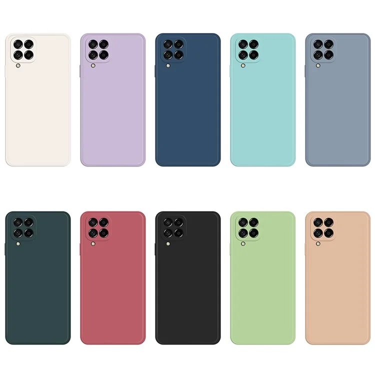 For Samsung Galaxy M53 5G Bump Proof Smartphone Case, Rubberized TPU+Microfiber Lining Straight Edge Phone Back Cover - Purple