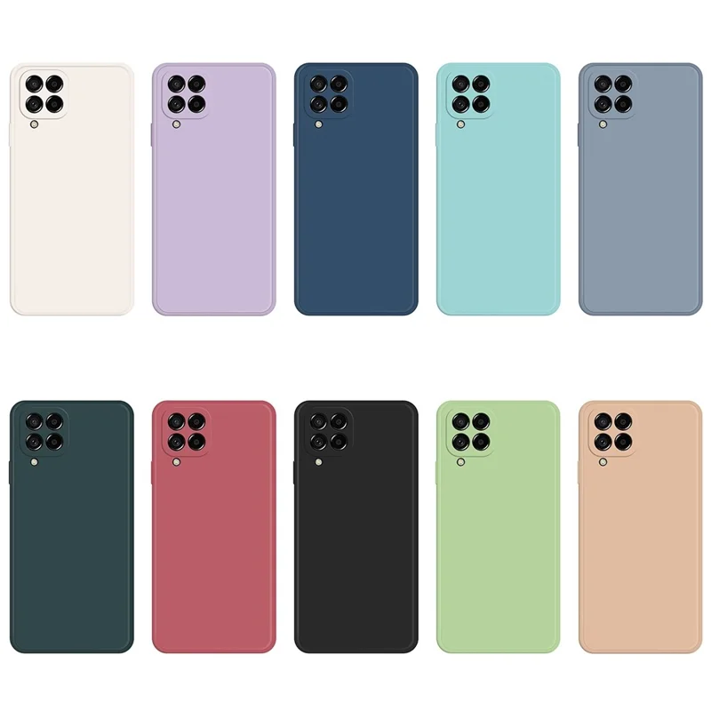 For Samsung Galaxy M53 5G stødfast smartphoneskærm, gummiagtig TPU + mikrofiberfodring lige kant telefon bagdæksel - grønlig sort