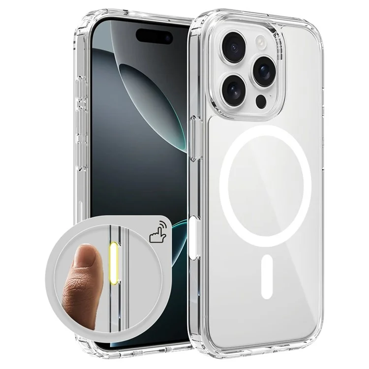 Acquista all'ingrosso per iPhone 16 Pro Cover compatibile con MagSafe TPU+PC Custodia per telefono con pulsante di controllo della fotocamera - Trasparente