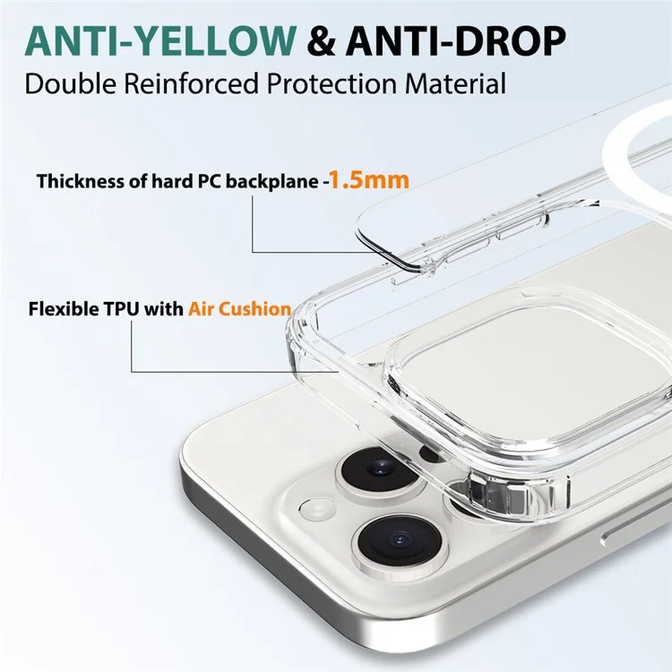 Acquista all'ingrosso per iPhone 16 Pro Cover compatibile con MagSafe TPU+PC Custodia per telefono con pulsante di controllo della fotocamera - Trasparente