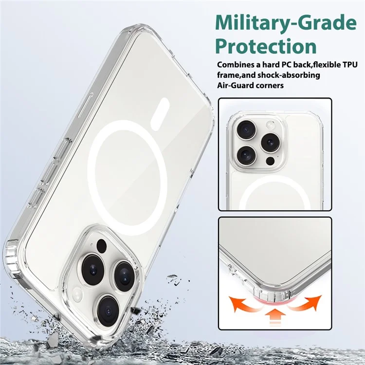 Acquista all'ingrosso per iPhone 16 Pro Cover compatibile con MagSafe TPU+PC Custodia per telefono con pulsante di controllo della fotocamera - Trasparente