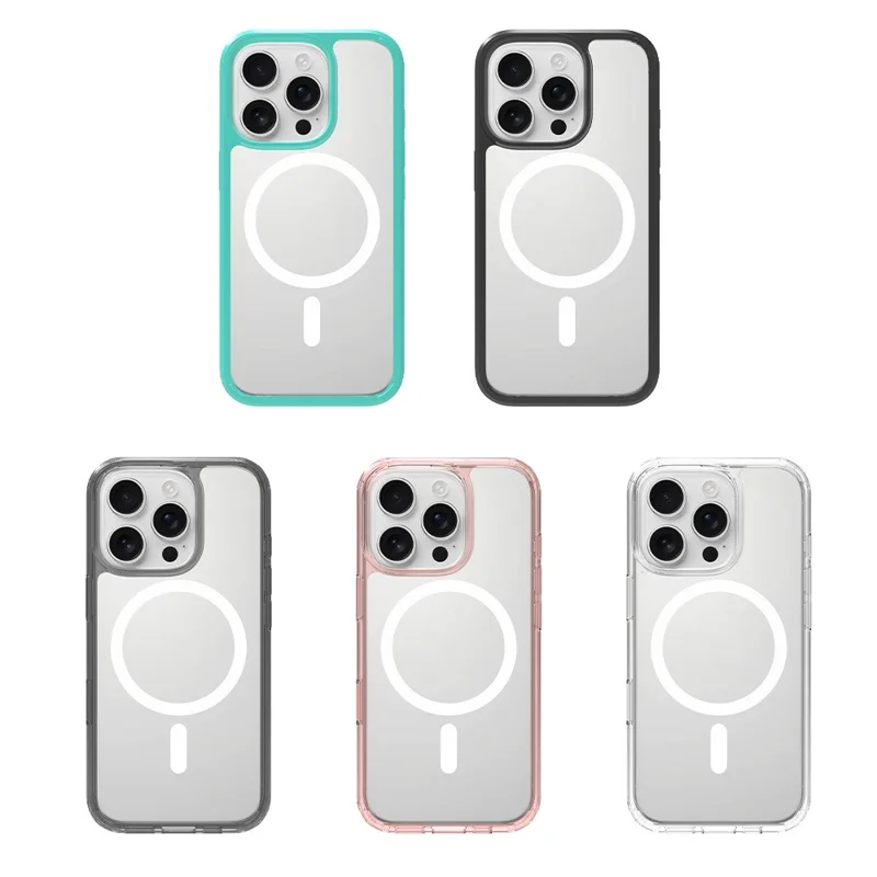 Bulk Purchasing For iPhone 16 Pro Case Compatible with MagSafe TPU+PC Phone Cover with Camera Control Button - Transparent Pink