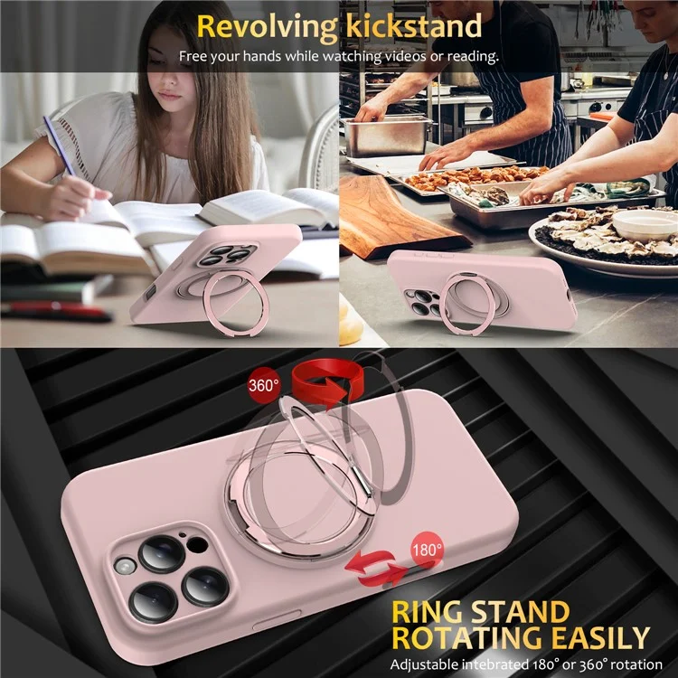 For iPhone 13 Pro Max Case Compatible with MagSafe Metal Kickstand PC + Silicone Phone Cover - Pink