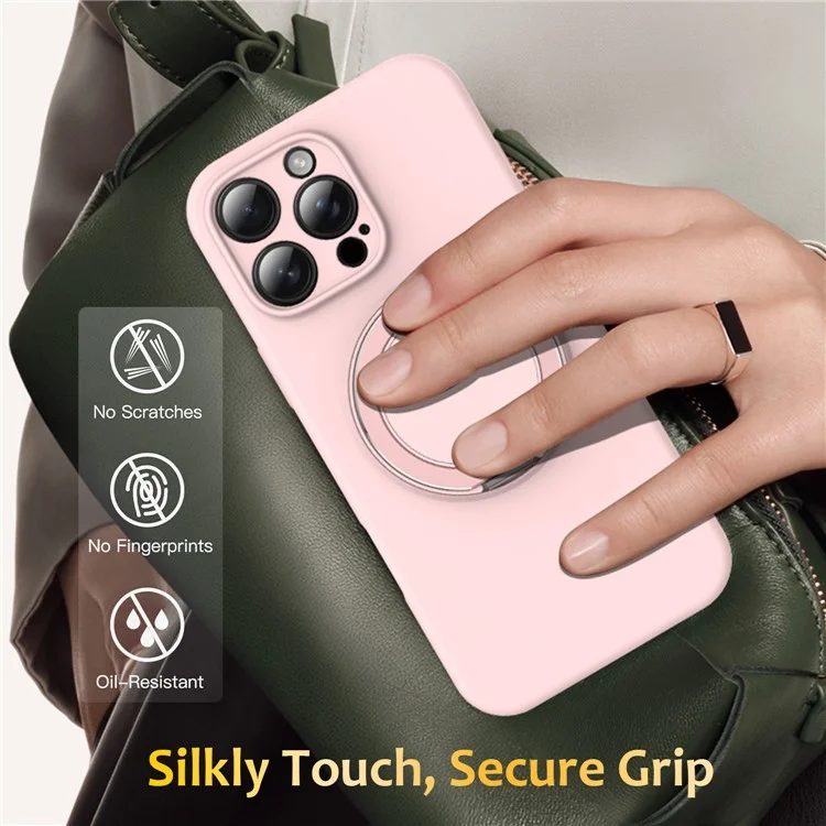 For iPhone 13 Pro Max Case Compatible with MagSafe Metal Kickstand PC + Silicone Phone Cover - Pink