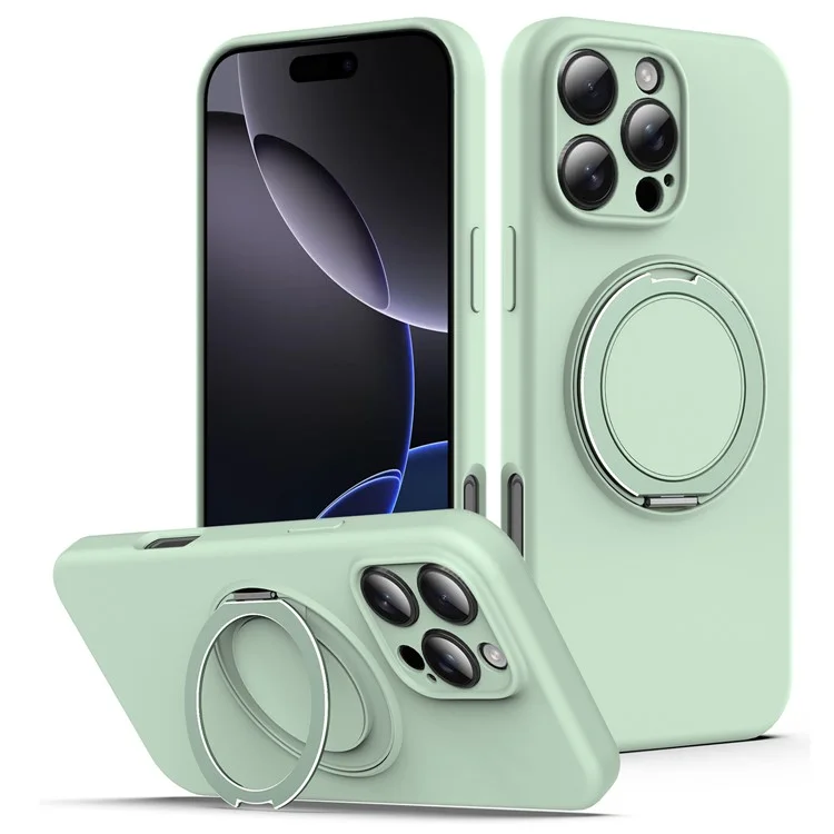 Capa para iPhone 15 Pro compatível com MagSafe com suporte dobrável PC + Capa de silicone para celular - Verde claro