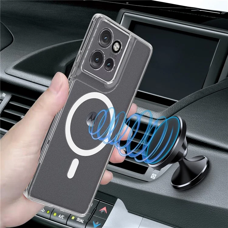 Coque transparente pour Motorola Edge 50 Neo 5G en TPU + acrylique avec support magnétique compatible avec MagSafe