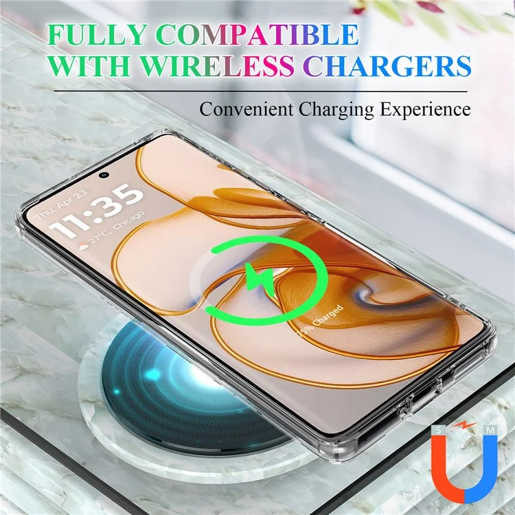 Coque transparente pour Motorola Edge 50 Neo 5G en TPU + acrylique avec support magnétique compatible avec MagSafe