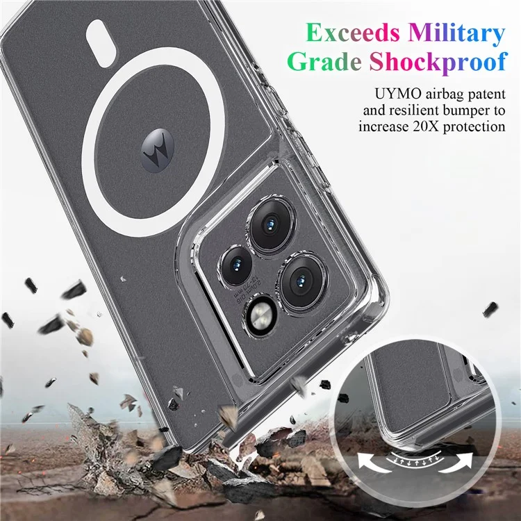 Coque transparente pour Motorola Edge 50 Neo 5G en TPU + acrylique avec support magnétique compatible avec MagSafe
