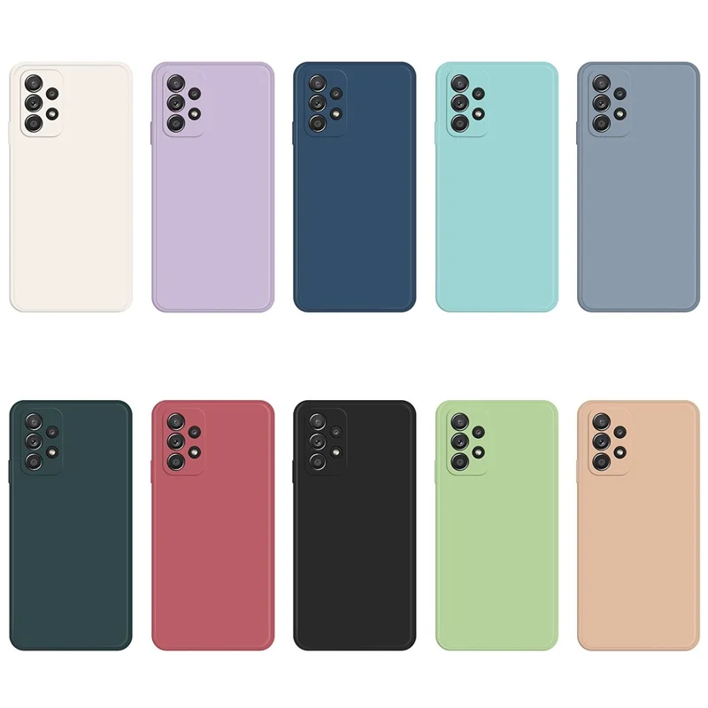 For Samsung Galaxy A52 4G / 5G / A52s 5G Shockproof Smartphone Case, Rubberized TPU+Microfiber Lining Straight Edge Phone Back Cover - Dark Blue