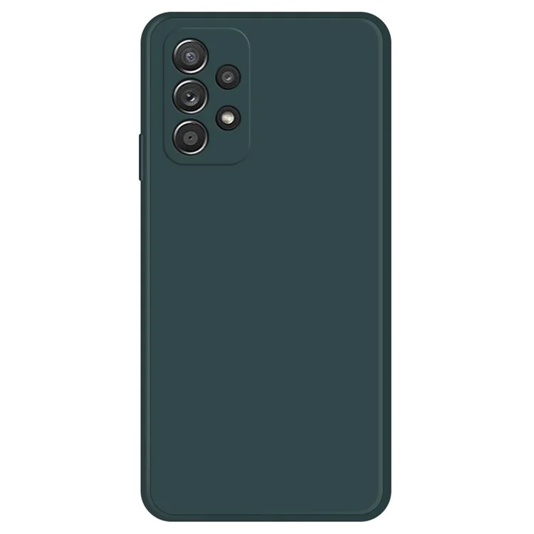 Para Samsung Galaxy A52 4G / 5G / A52s 5G Capa de Smartphone à Prova de Choque, Revestimento de TPU Borracha + Forro de Microfibra Borda Reta Capa Traseira de Telefone - Verde Escuro
