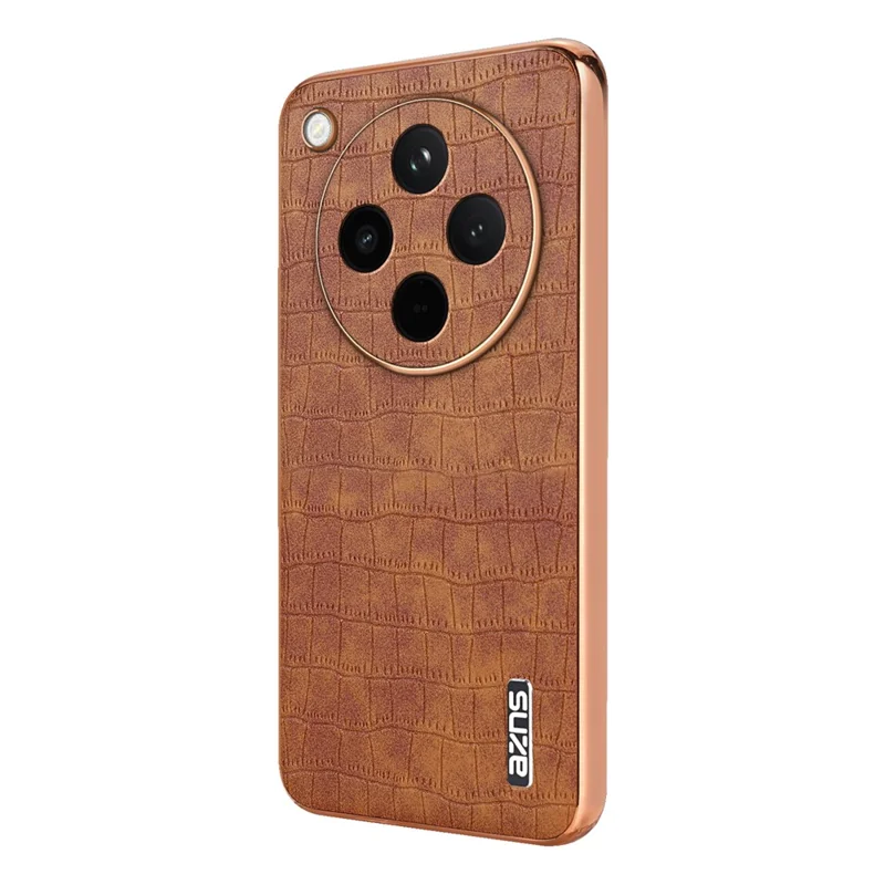 AZNS Etui na Oppo Find X8 5G z Elektrolitycznym Nadrukiem w Wzór Krokodyla, Pokrowiec z PU+TPU - Brązowy