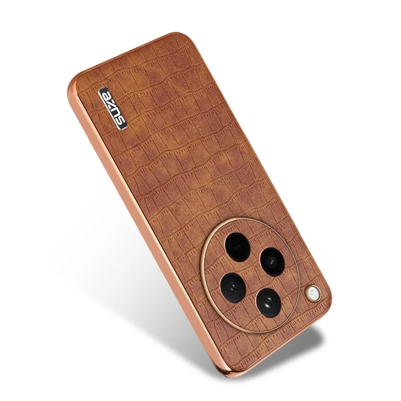 AZNS Etui na Oppo Find X8 5G z Elektrolitycznym Nadrukiem w Wzór Krokodyla, Pokrowiec z PU+TPU - Brązowy