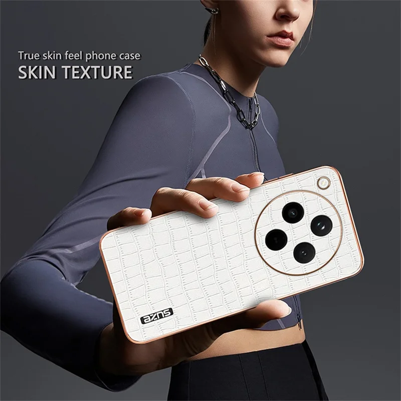 AZNS Etui na Oppo Find X8 5G z Elektrolitycznym Nadrukiem w Wzór Krokodyla, Pokrowiec z PU+TPU - Brązowy