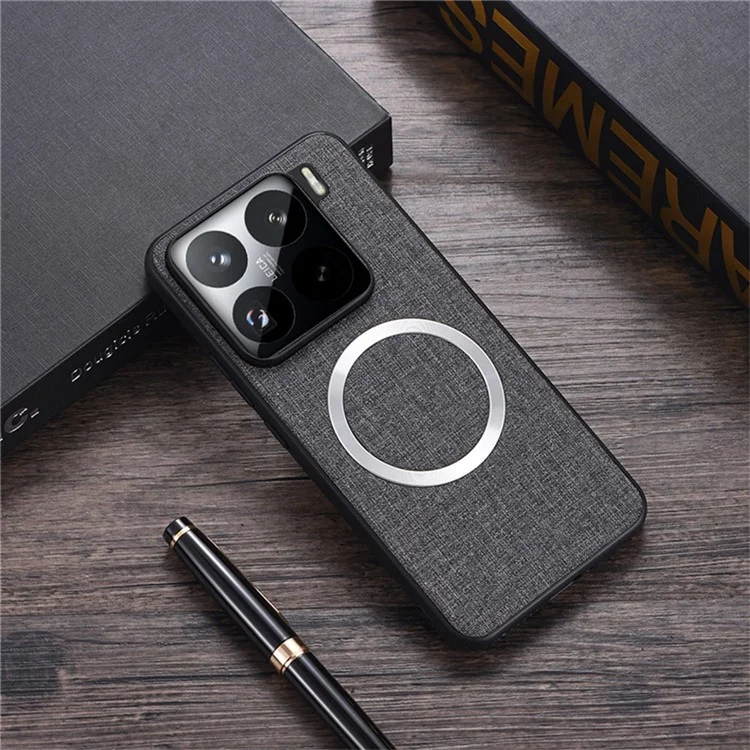 Чехол для Xiaomi 15, устойчивый к ударам, с тканевой задней панелью, совместимый с MagSafe, серый