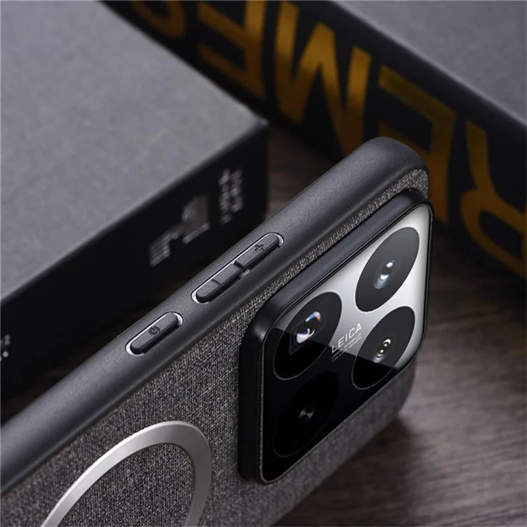 Чехол для Xiaomi 15, устойчивый к ударам, с тканевой задней панелью, совместимый с MagSafe, серый