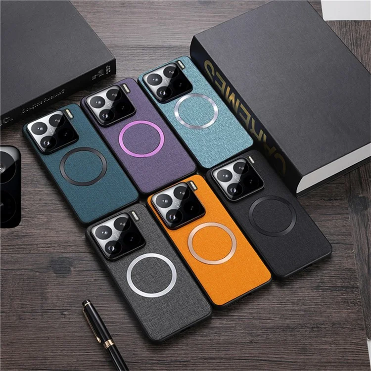 Чехол для Xiaomi 15, устойчивый к ударам, с тканевой задней панелью, совместимый с MagSafe, серый