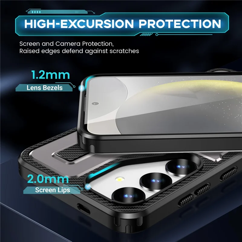 For Samsung Galaxy S25 Case TPU+PC Kickstand Phone Cover with Silicone Finger Strap - Grey