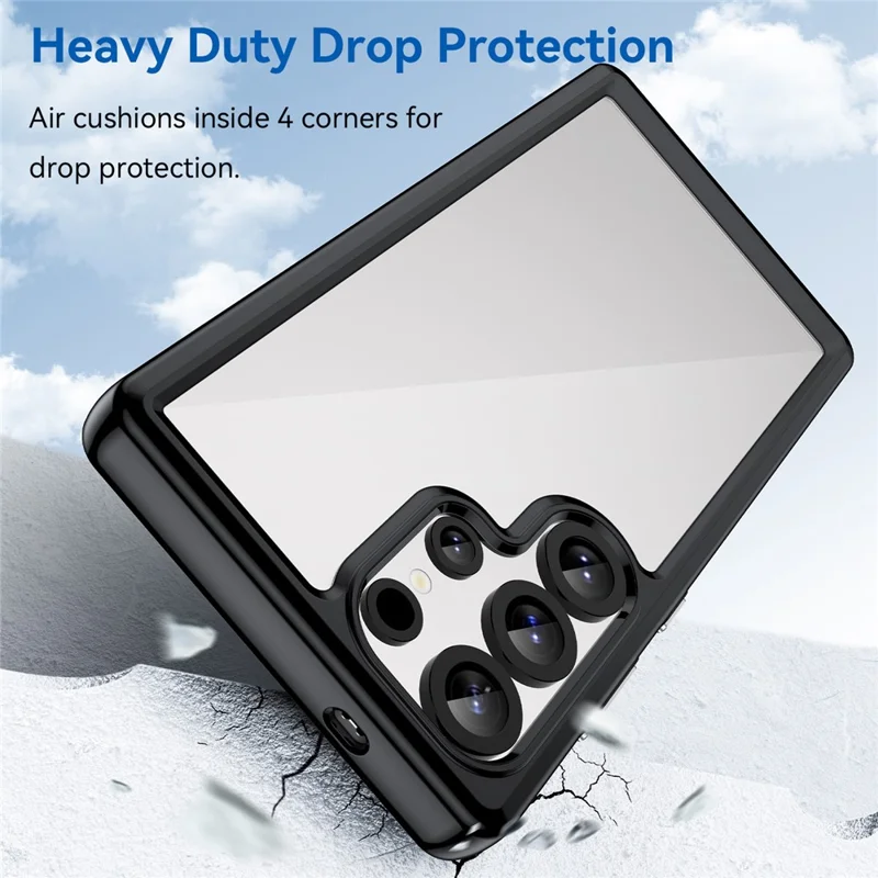 For Samsung Galaxy S25 Ultra Case TPU+Acrylic Protective Clear Phone Cover - Black