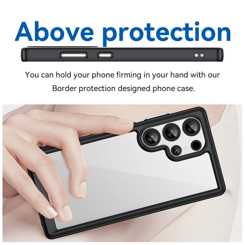 For Samsung Galaxy S25 Ultra Case TPU+Acrylic Protective Clear Phone Cover - Black