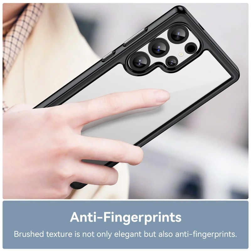 For Samsung Galaxy S25 Ultra Case TPU+Acrylic Protective Clear Phone Cover - Black