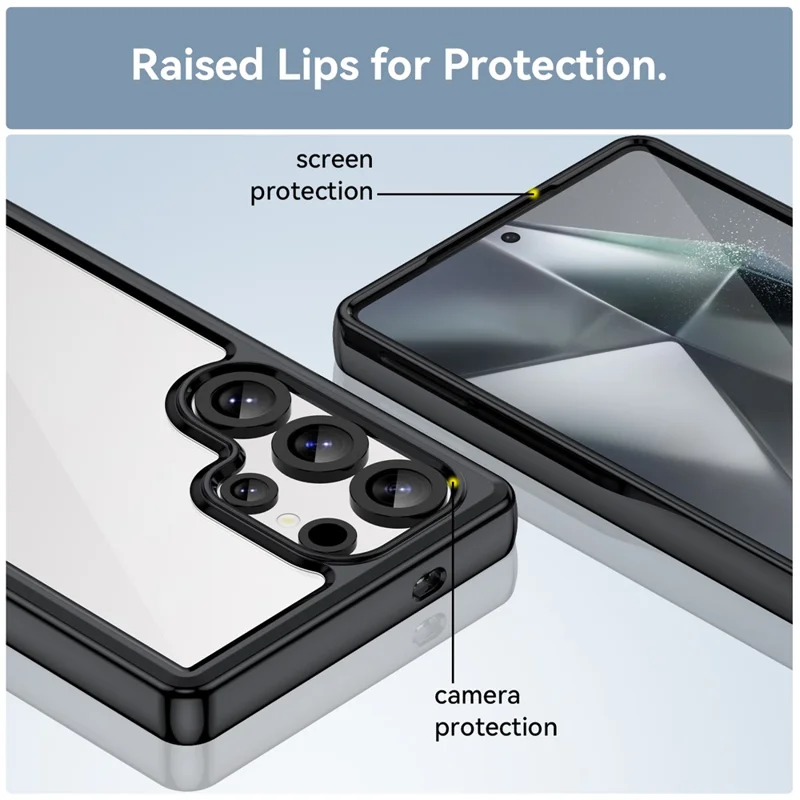 For Samsung Galaxy S25 Ultra Case TPU+Acrylic Protective Clear Phone Cover - Black