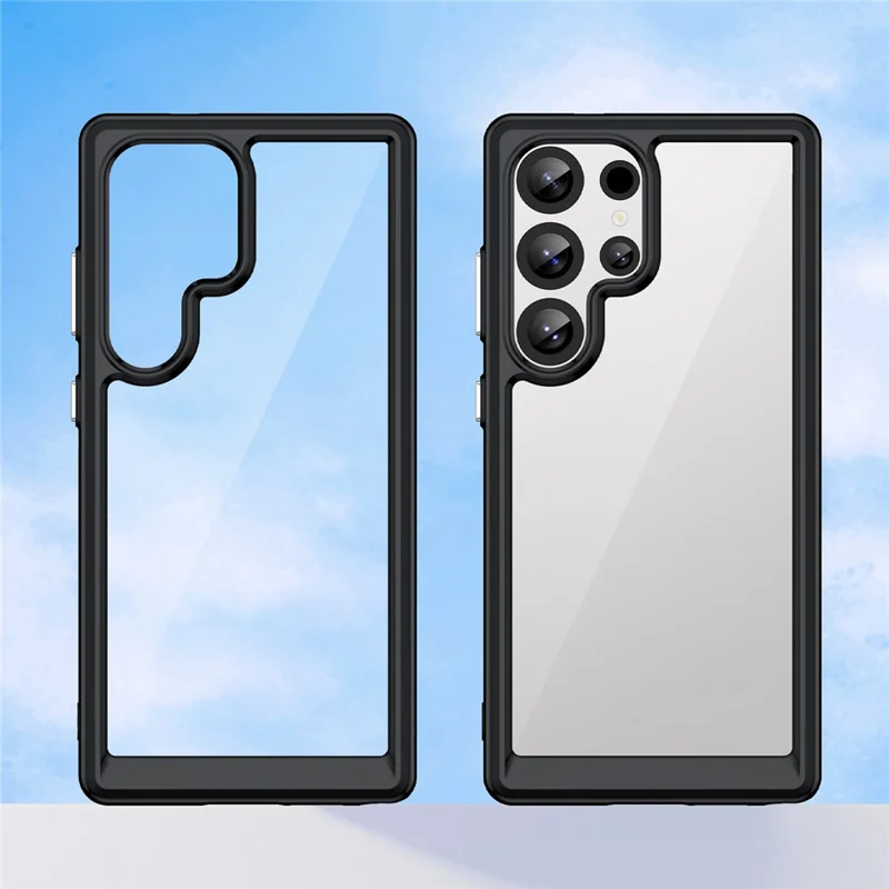 For Samsung Galaxy S25 Ultra Case TPU+Acrylic Protective Clear Phone Cover - Black