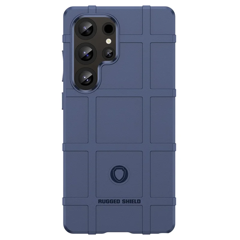 Voor Samsung Galaxy S25 Ultra Hoesje Rasterdesign Zachte TPU Krasvaste Telefoonhoes - Blauw