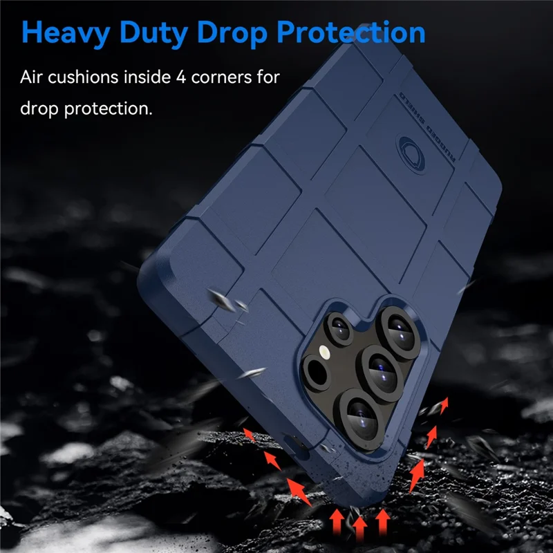 Voor Samsung Galaxy S25 Ultra Hoesje Rasterdesign Zachte TPU Krasvaste Telefoonhoes - Blauw