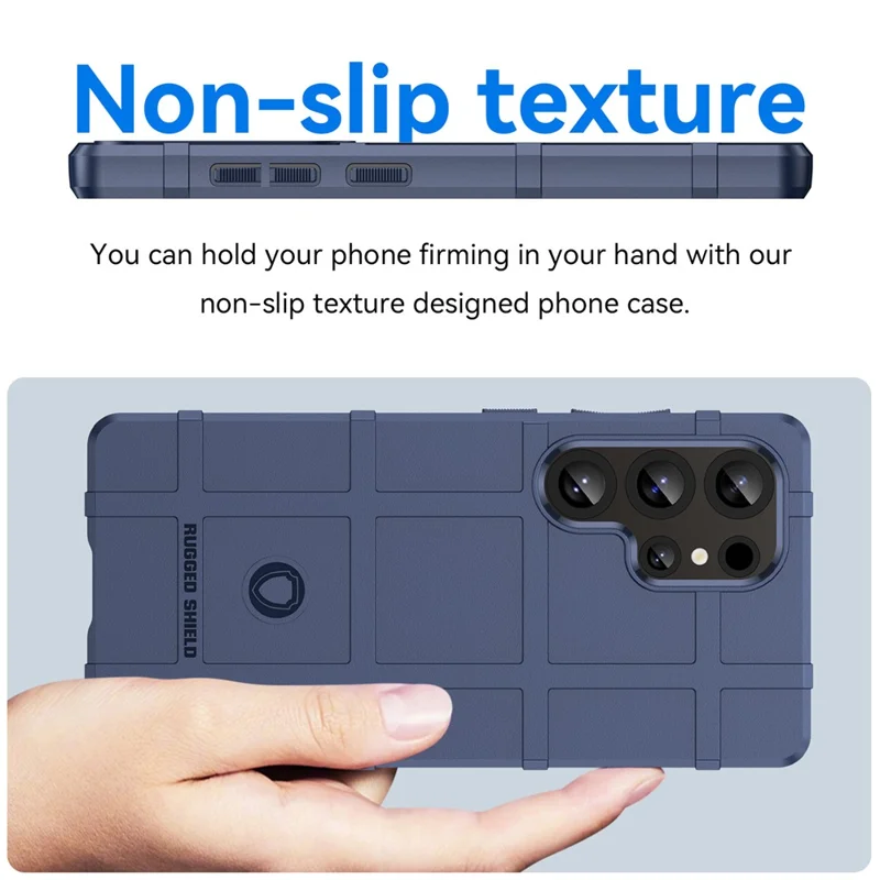 Voor Samsung Galaxy S25 Ultra Hoesje Rasterdesign Zachte TPU Krasvaste Telefoonhoes - Blauw